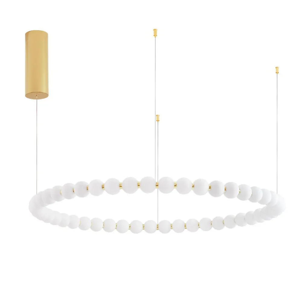 Lampadari Moderni-Selezionato da Mazzolaluce Grande lampadario moderno anello sfere vetro bianco oro led 3000k