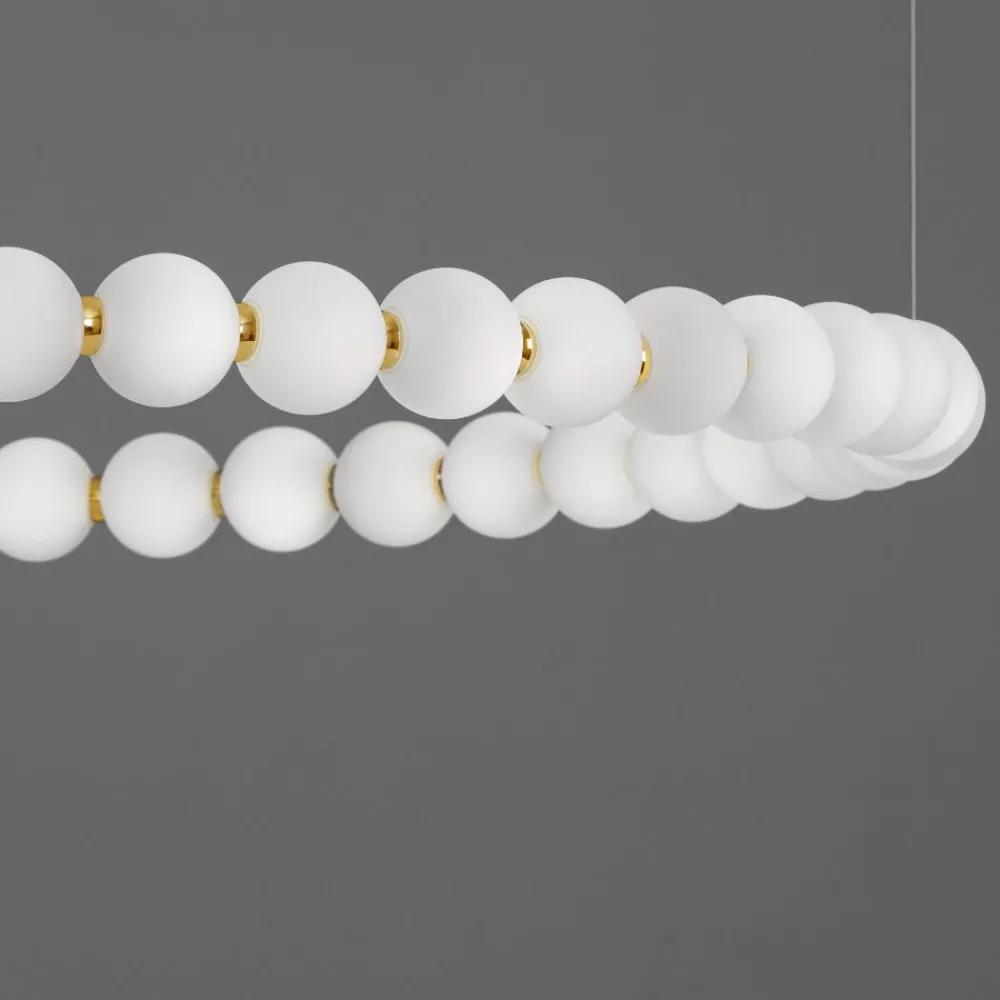 Lampadari Moderni-Selezionato da Mazzolaluce Grande lampadario moderno anello sfere vetro bianco oro led 3000k