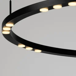 Lampadari Moderni-Selezionato da Mazzolaluce Grande lampadario moderno nero anello led 3000k 80cm per soggiorno