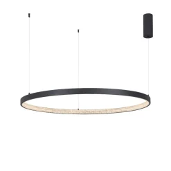 Lampadari Moderni-Selezionato da Mazzolaluce Grande lampadario nero ad anello con cristalli led 3000k 100cm