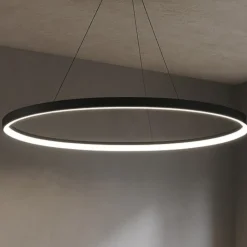 Lampadari Moderni-Vivida International Grande lampadario ovale nero led 80w 3000k 4000k vivida lifering-o