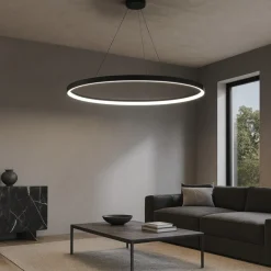 Lampadari Moderni-Vivida International Grande lampadario ovale nero led 80w 3000k 4000k vivida lifering-o