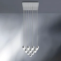 Lampadari Moderni-Vivida International Grande lampadario per salotto a cascata led 62w 3000k bianco vivida shallow