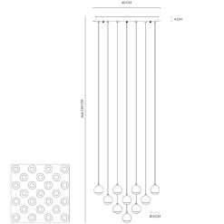 Lampadari Moderni-Vivida International Grande lampadario per salotto a cascata led 62w 3000k bianco vivida shallow