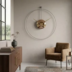 Orologi Da Parete Moderni-Selezionato da Mazzolaluce Grande orologio a parete design minimalista effetto specchio bronzo
