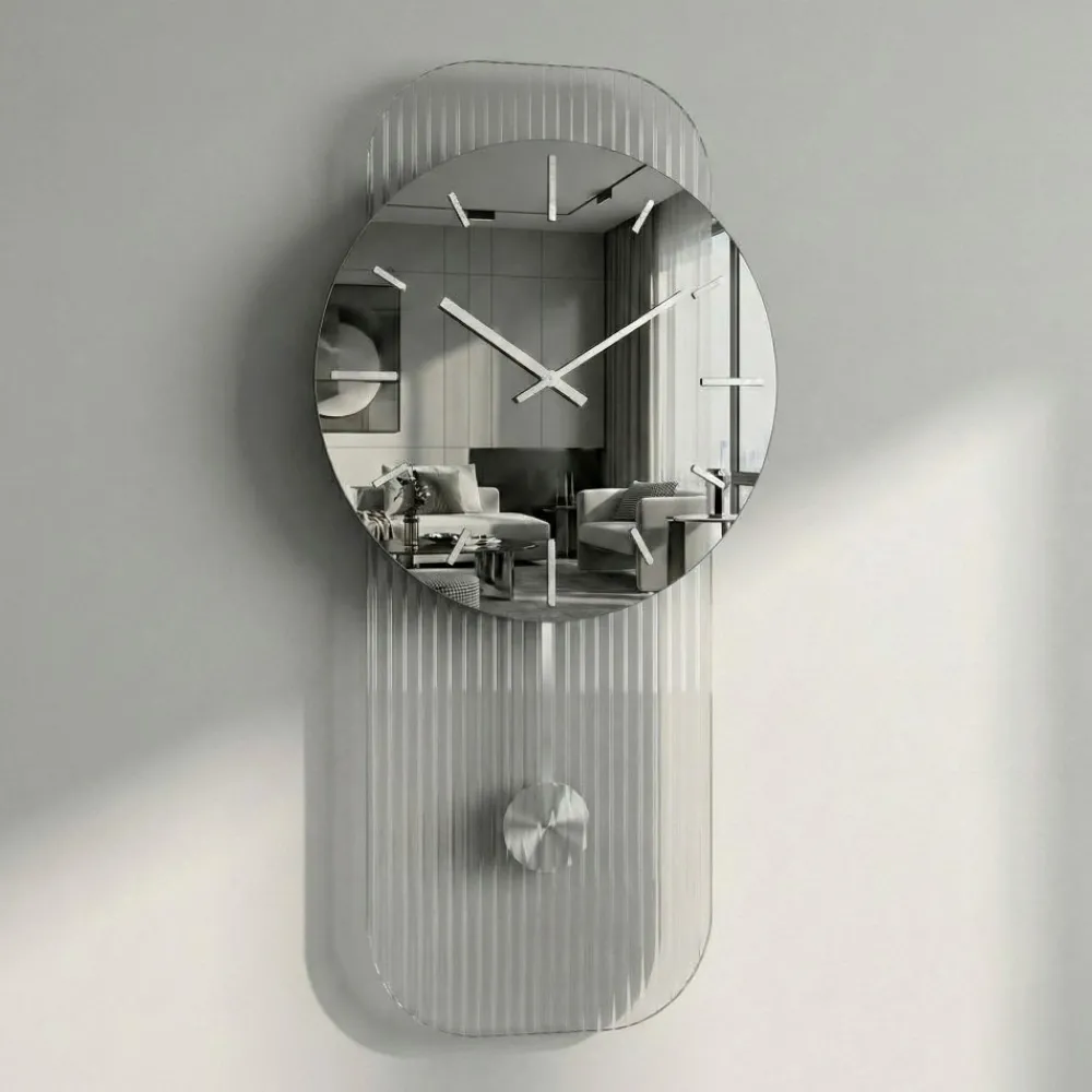 Orologi Da Parete Moderni-Selezionato da Mazzolaluce Grande orologio a pendolo 60x100 in vetro specchio design moderno