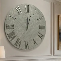Orologi Da Parete Moderni-Selezionato da Mazzolaluce Grande orologio 100cm da parete carta da parati argento