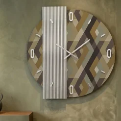 Orologi Da Parete Moderni-Selezionato da Mazzolaluce Grande orologio 100 cm da parete con carta da parati specchio cannettato design moderno