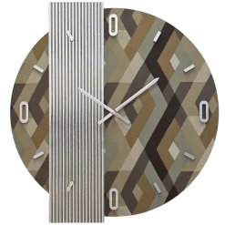 Orologi Da Parete Moderni-Selezionato da Mazzolaluce Grande orologio 100 cm da parete con carta da parati specchio cannettato design moderno