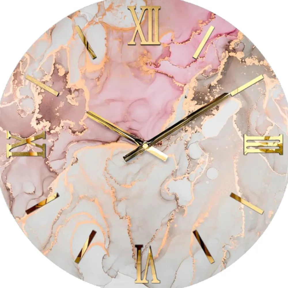Orologi Da Parete Moderni-Selezionato da Mazzolaluce Grande orologio 100cm da parete effetto marmo rosa oro design
