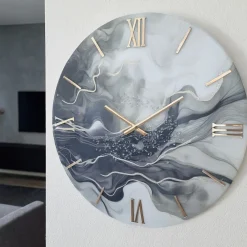 Orologi Da Parete Moderni-Selezionato da Mazzolaluce Grande orologio 100cm tondo da muro nero chiaro con cristalli moderno