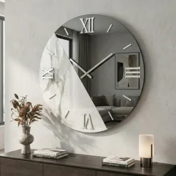 Orologi Da Parete Moderni-Selezionato da Mazzolaluce Grande orologio da muro 100cm rotondo specchio fume marmo laminato