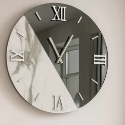 Orologi Da Parete Moderni-Selezionato da Mazzolaluce Grande orologio da muro 100cm rotondo specchio fume marmo laminato
