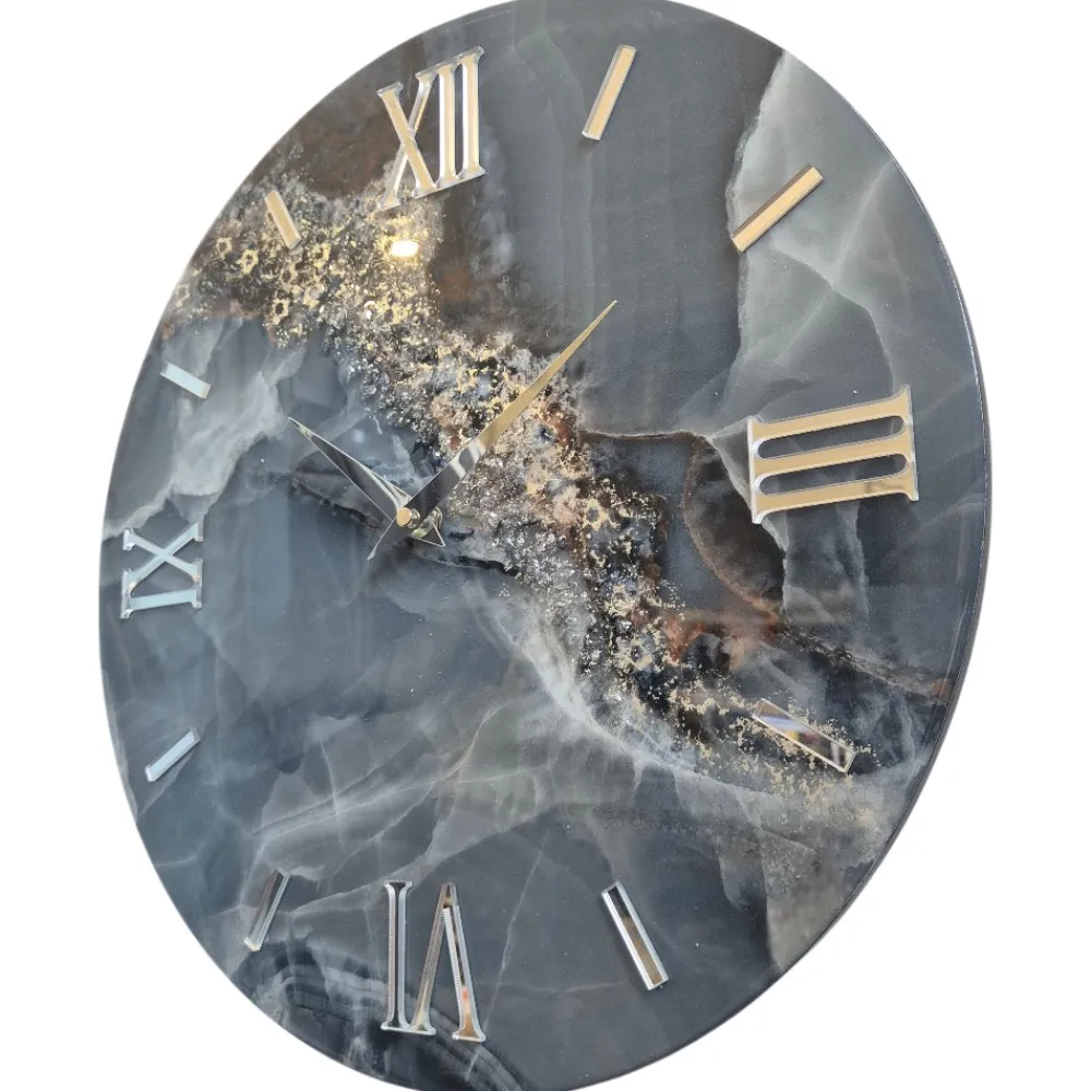 Orologi Da Parete Moderni-Selezionato da Mazzolaluce Grande orologio da parete 100cm blu effetto marmo moderno