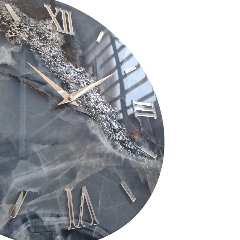 Orologi Da Parete Moderni-Selezionato da Mazzolaluce Grande orologio da parete 100cm blu effetto marmo moderno