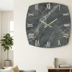 Orologi Da Parete Moderni-Selezionato da Mazzolaluce Grande orologio da parete 90cm design resina effetto marmo grigio