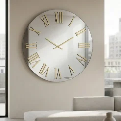 Orologi Da Parete Moderni-Selezionato da Mazzolaluce Grande orologio da parete 100cm effetto specchio numeri oro