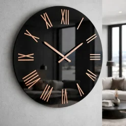 Orologi Da Parete Moderni-Selezionato da Mazzolaluce Grande orologio da parete 100cm effetto specchio numeri foglia rame