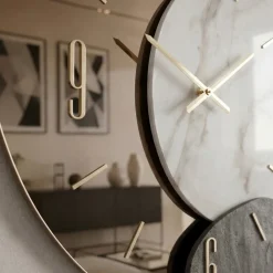 Orologi Da Parete Moderni-Selezionato da Mazzolaluce Grande orologio da parete 80 cm moderno specchio bronzo resina effetto marmo