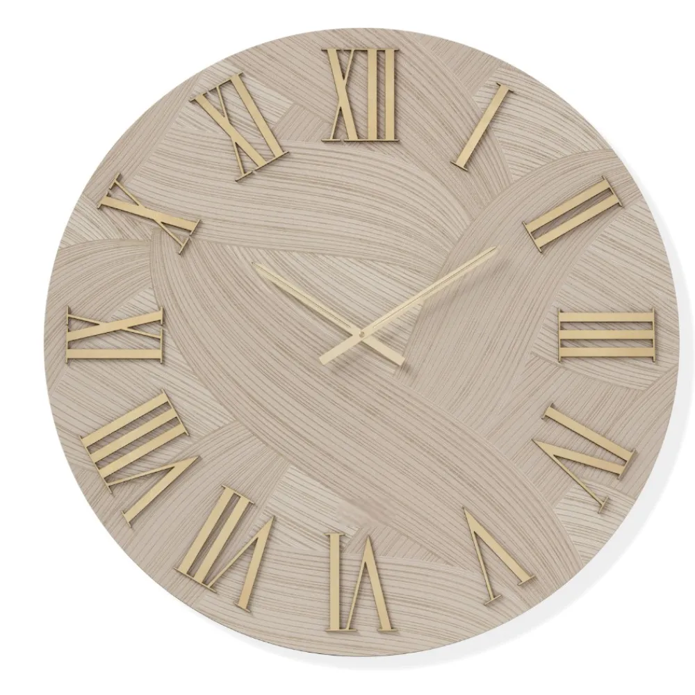 Orologi Da Parete Moderni-Selezionato da Mazzolaluce Grande orologio da parete 100cm rotondo design carta da parati oro