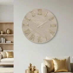 Orologi Da Parete Moderni-Selezionato da Mazzolaluce Grande orologio da parete 100cm rotondo design carta da parati oro