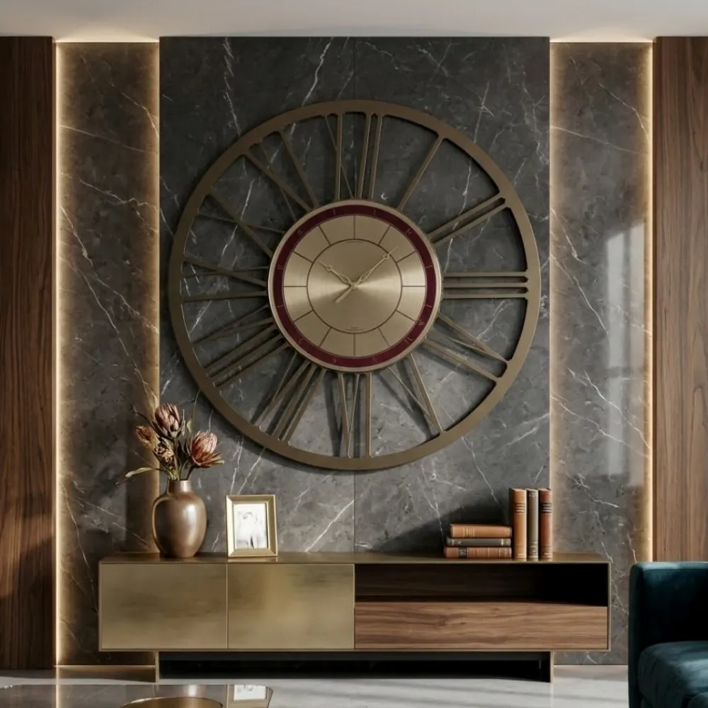 Orologi Da Parete Moderni-Selezionato da Mazzolaluce Grande orologio da parete 90cm rotondo numeri romani metallo bronzo