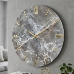 Orologi Da Parete Moderni-Selezionato da Mazzolaluce Grande orologio da parete design particolare effetto marmo rotondo 100cm