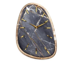 Orologi Da Parete Moderni-Selezionato da Mazzolaluce Grande orologio da parete effetto marmo scuro dettagli foglia oro