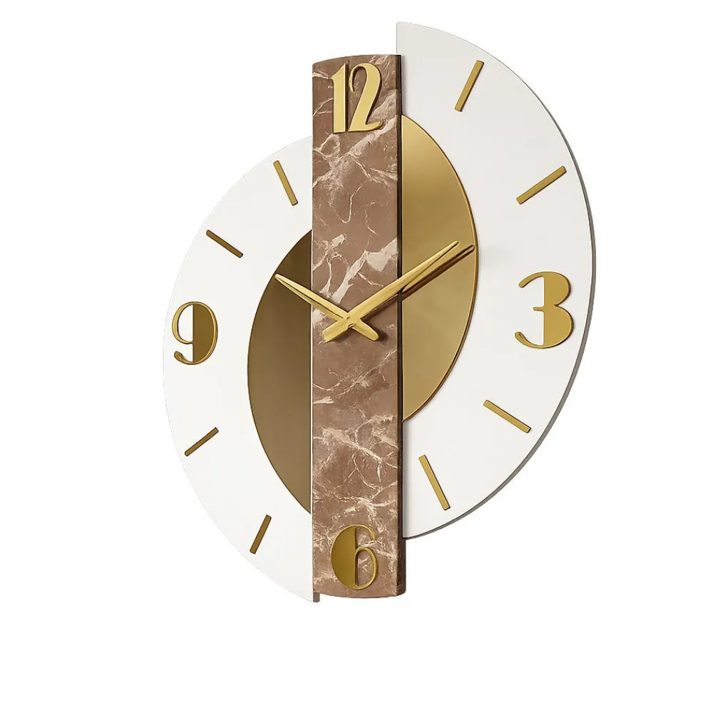 Orologi Da Parete Moderni-Selezionato da Mazzolaluce Grande orologio da parete moderno effetto marmorizzato dettagli foglia oro