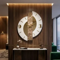 Orologi Da Parete Moderni-Selezionato da Mazzolaluce Grande orologio da parete moderno effetto marmorizzato dettagli foglia oro