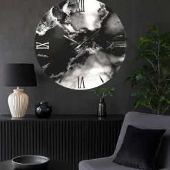Orologi Da Parete Moderni-Selezionato da Mazzolaluce Grande orologio da parete smoke 80cm nero bianco per salotto