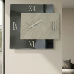 Orologi Da Parete Moderni-Selezionato da Mazzolaluce Grande orologio da parete 100x115cm specchio fume carta da parati
