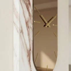 Orologi Da Parete Moderni-Selezionato da Mazzolaluce Grande orologio da parete 48x95 ovale specchio bronzo resina effetto marmo