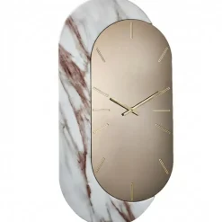 Orologi Da Parete Moderni-Selezionato da Mazzolaluce Grande orologio da parete 48x95 ovale specchio bronzo resina effetto marmo