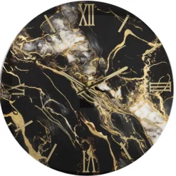 Orologi Da Parete Moderni-Selezionato da Mazzolaluce Grande orologio marmy gold 80cm da parete moderno nero oro