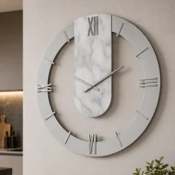Orologi Da Parete Moderni-Selezionato da Mazzolaluce Grande orologio moderno a muro effetto marmorizzato 70cm