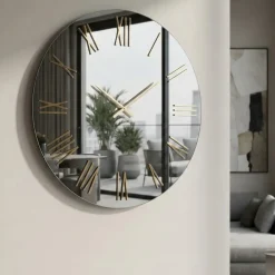 Orologi Da Parete Moderni-Selezionato da Mazzolaluce Grande orologio moderno a parete rotondo 100cm effetto specchio fume'