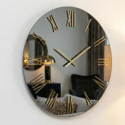 Orologi Da Parete Moderni-Selezionato da Mazzolaluce Grande orologio moderno a parete rotondo 100cm effetto specchio fume'