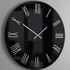 Orologi Da Parete Moderni-Selezionato da Mazzolaluce Grande orologio moderno 100cm specchio numeri foglia argento