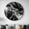 Orologi Da Parete Moderni-Selezionato da Mazzolaluce Grande orologio moderno nero rotondo effetto marmo nero numeri argento