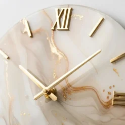Orologi Da Parete Moderni-Selezionato da Mazzolaluce Grande orologio moderno rotondo 100cm effetto marmo dettagli foglia oro