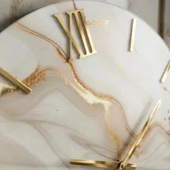 Orologi Da Parete Moderni-Selezionato da Mazzolaluce Grande orologio moderno rotondo 100cm effetto marmo dettagli foglia oro