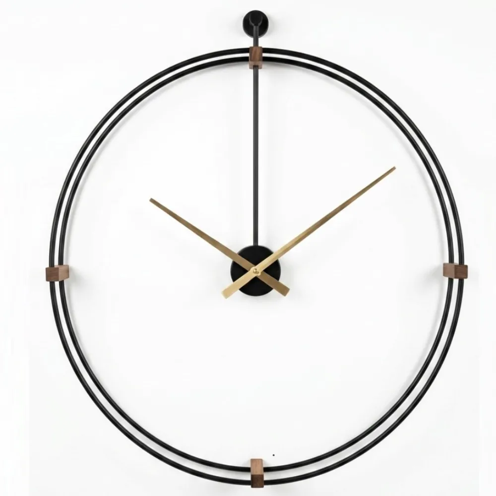 Orologi Da Parete Moderni-Selezionato da Mazzolaluce Grande orologio nero a parete rotondo minimalista 80cm