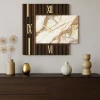 Orologi Da Parete Moderni-Selezionato da Mazzolaluce Grande orologio per parete elegante 80x80 legno resina effetto marmorizzato