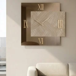 Orologi Da Parete Moderni-Selezionato da Mazzolaluce Grande orologio per soggiorno 100x115 specchio bronzo carta da parati