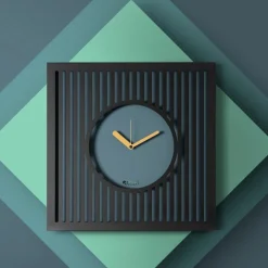 Orologi Da Parete Moderni-Selezionato da Mazzolaluce Grande orologio quadrato da muro nero e petrolio 50x50