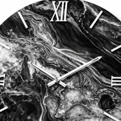 Orologi Da Parete Moderni-Selezionato da Mazzolaluce Grande orologio rotondo a parete per soggiorno moderno effetto marmo 80cm
