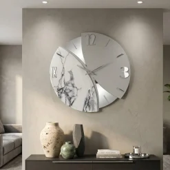 Orologi Da Parete Moderni-Selezionato da Mazzolaluce Grande orologio rotondo a parete design farfalla effetto marmo 70cm