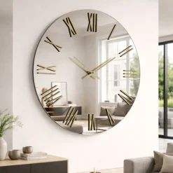 Orologi Da Parete Moderni-Selezionato da Mazzolaluce Grande orologio rotondo a parete effetto specchio numeri romani