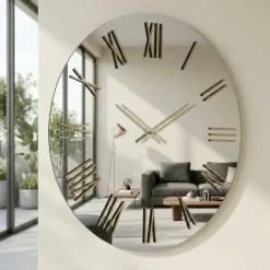 Orologi Da Parete Moderni-Selezionato da Mazzolaluce Grande orologio rotondo a parete effetto specchio numeri romani